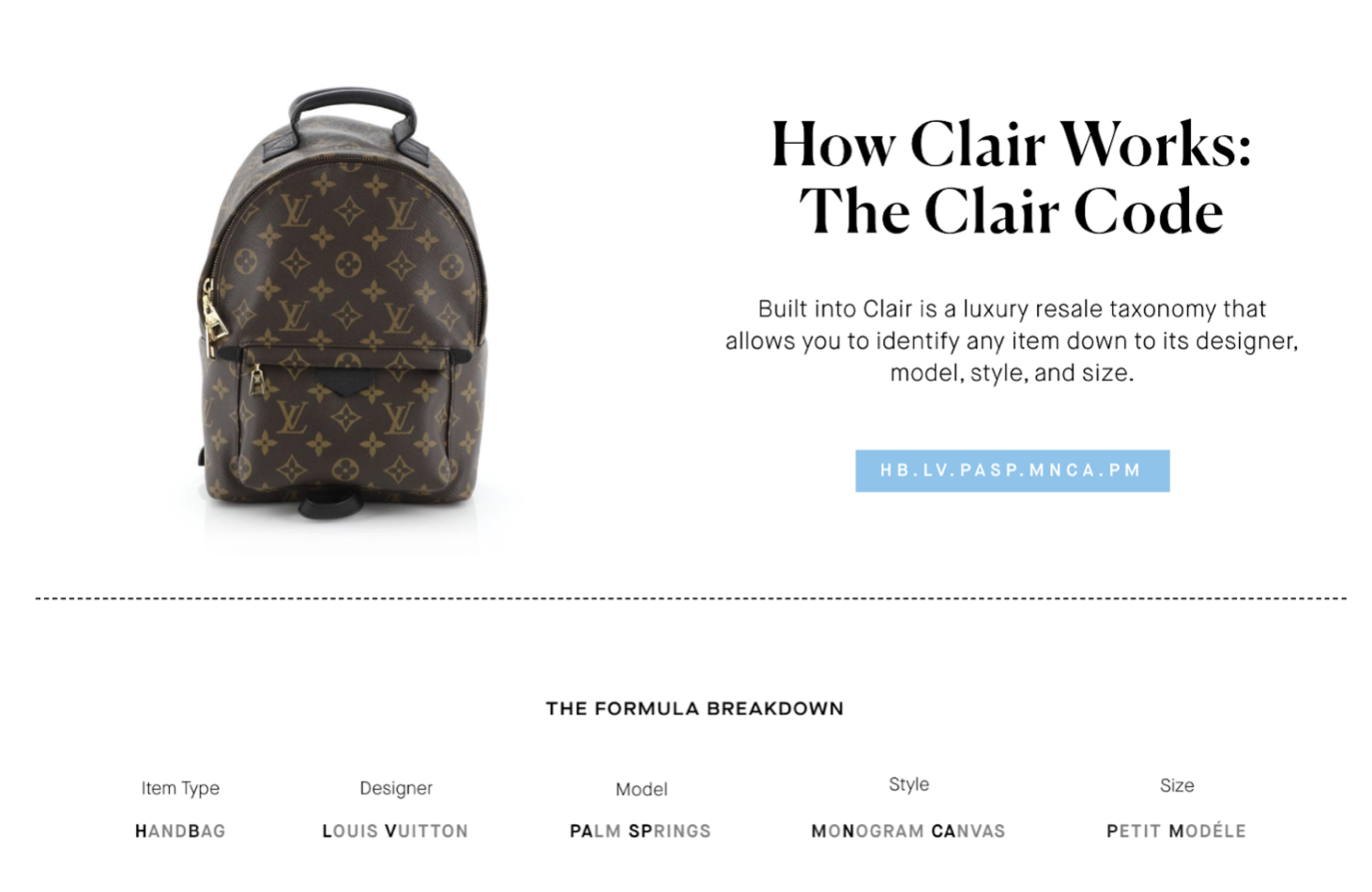 Clair Code Breakdown Clair by Rebag Clair Codes