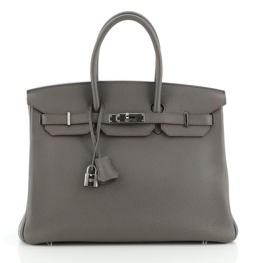 Birkin in Étain Clémence Hermes Etain Clemence Leather