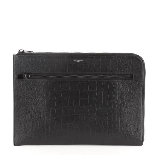 Saint Laurent Portfolio Clutch Saint Laurent Portfolio Clutch Crocodile Embossed Leather
