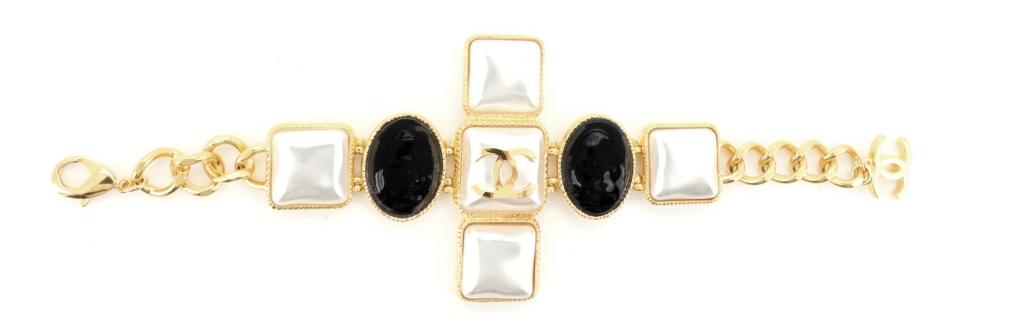 Chanel CC Cross Bracelet Metal with Cabochons Chanel CC Cross Bracelet Metal with Cabochons