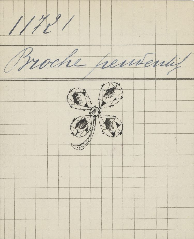 Product card of a Clover pendant brooch, 1919 (Van Cleef & Arpels Product card of a Clover pendant brooch, 1919